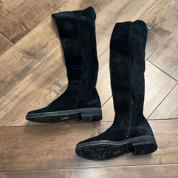 Free People Carson Stretch Over-the-Knee Boots Black Suede US 7 - Picture 1 of 8